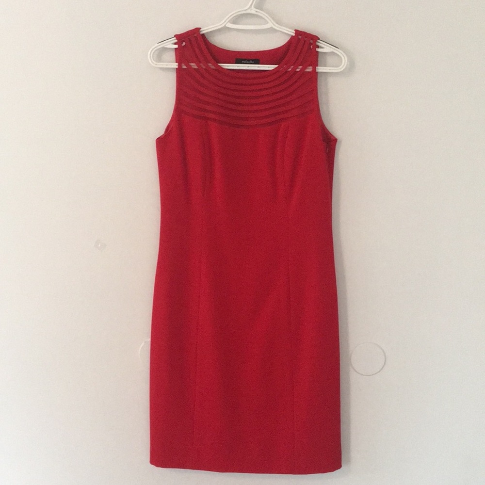 Rafaella Shift Dress with Mesh Cut-out Neckline